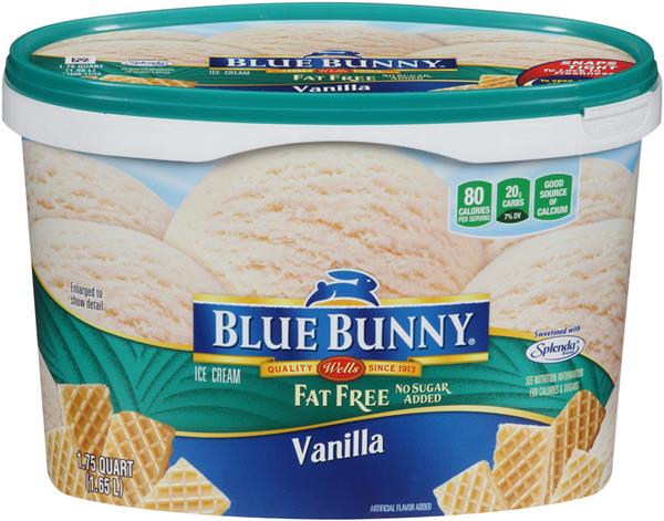Fat Free No Sugar Added Vanilla Ice Cream from Blue Bunny ...