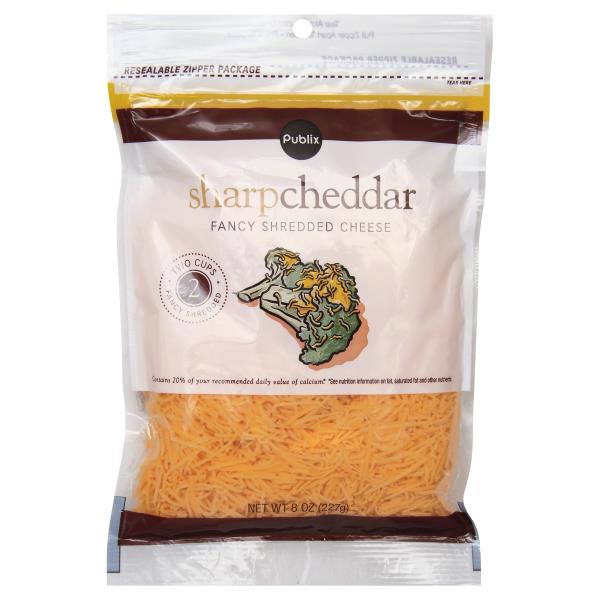 Sharp Cheddar Fancy Shredded Cheese from Publix Nurtrition & Price